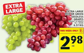Food Basics Extra Large Red or Green Seedless Grapes offer