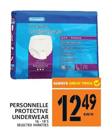 Food Basics Personnelle Protective Underwear offer