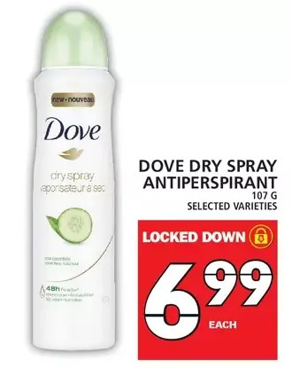 Food Basics Dove Dry Spray Antiperspirant offer