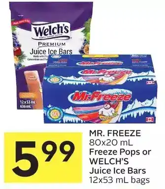 Foodland Mr. Freeze Freeze Pops or Welch's Juice Ice Bars offer