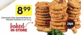 Foodland Chocolate Chip, Oatmeal Raisin or Monster Cookies offer