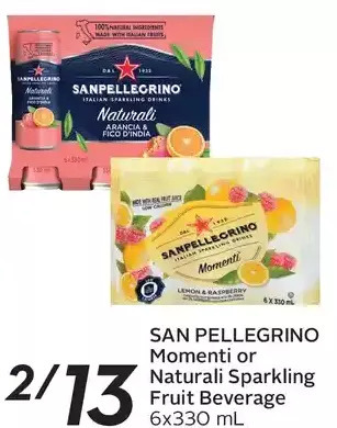 Sobeys San Pellegrino Momenti or Naturali Sparkling Fruit Beverage offer