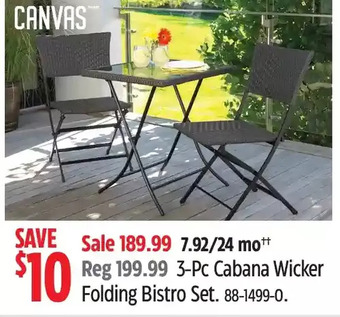 Canadian Tire Canvas 3-Pc Cabana Wicker Folding Bistro Set offer