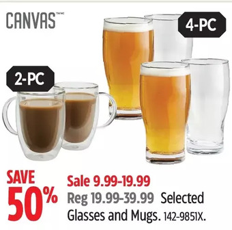 Canadian Tire Canvas Glasses and Mugs offer