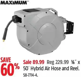 Canadian Tire Maximum 3/8" X 50' Hybrid Air Hose and Reel offer