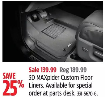 Canadian Tire 3D Maxpider Custom Floor Liners offer