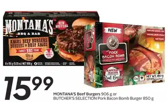 Sobeys Urban Fresh Montana's Beef Burgers or Butcher's Selection Pork Bacon Bomb Burger offer