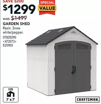 Lowe's Craftsman Garden Shed offer