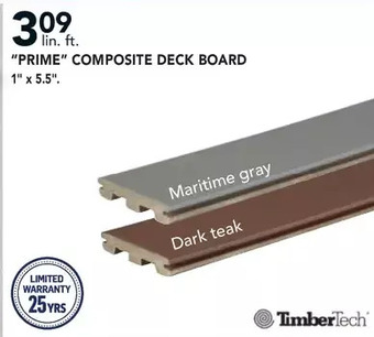 Lowe's Timbertech "Prime" Composite Deck Board offer