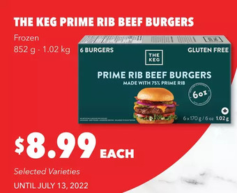 Metro The Keg Prime Rib Beef Burgers offer
