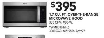 Lowe's Whirlpool 1.7 Cu. Ft. over-the-Range Microwave Hood offer