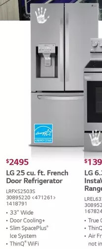Lowe's LG 25 Cu. Ft. French Door Refrigerator offer