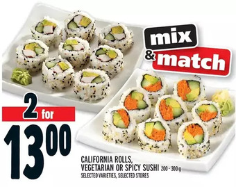 Metro California Rolls, Vegetarian or Spicy Sushi offer