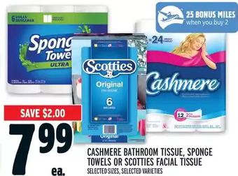 Metro Cashmere Bathroom Tissue, Sponge Towels or Scotties Facial Tissue offer