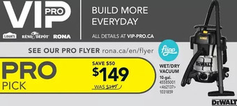 RONA Dewalt Wet/Dry Vacuum offer