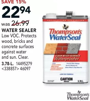 RONA Thompson's Waterseal Water Sealer offer