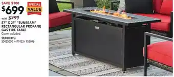 RONA 57" X 21" "Sunbeam" Rectangular Propane Gas Fire Table offer
