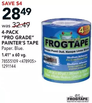 RONA Frogtape 4-Pack "Pro Grade" Painter's Tape offer