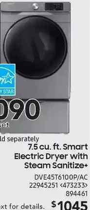 RONA Samsung 7.5 Cu. Ft. Smart Electric Dryer with Steam Sanitize offer
