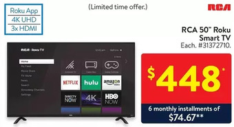 Walmart RCA 50" Roku Smart TV offer
