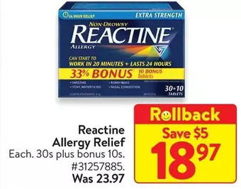 Walmart Reactine Allergy Relief offer