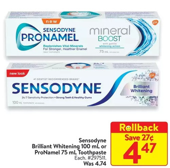 Walmart Sensodyne Brilliant Whitening or Pronamel Toothpaste offer