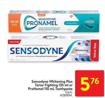 Walmart Sensodyne Whitening plus Tartar Fighting or Pronamel Toothpaste offer