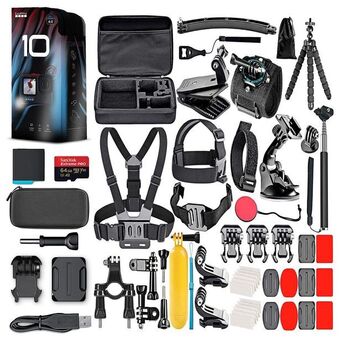 Best Buy Gopro hero10 black mega bundle - gopro hero 10 black +2 gopro battery + the handler tripod + compact case + 64 gb microsd car offer