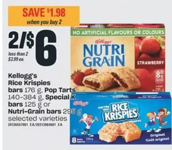 Independent Grocer Kellogg's Rice Krispies Bars, Pop Tarts, Special K Bars or Nutri-Grain Bars offer