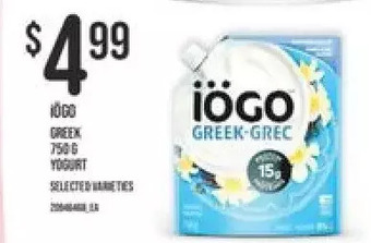 Independent Grocer Iogo Greek Yogurt offer