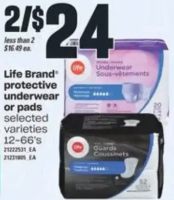 Independent Grocer Life Brand Protective Underwear or Pads offer