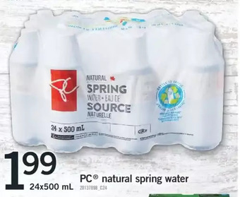Fortinos PC Natural Spring Water offer