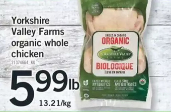 Fortinos Yorkshire Valley Farms Organic Whole Chicken offer