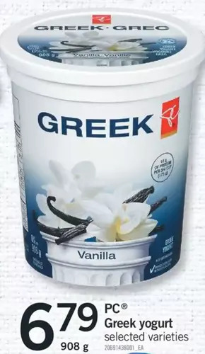 Fortinos PC Greek Yogurt offer