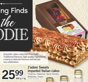 Fortinos J'adore Sweets Imported Italian Cakes offer