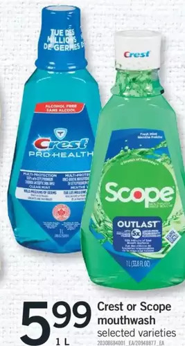 Fortinos Crest or Scope Mouthwash offer