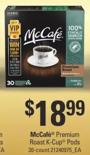Fortinos McCafe Premium Roast K-Cup Pods offer