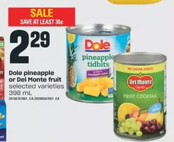 Valu-mart Dole Pineapple or Del Monte Fruit offer
