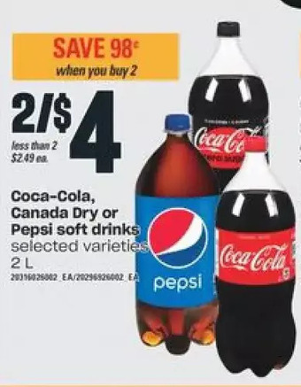 Valu-mart Coca-Cola, Canada Dry or Pepsi Soft Drinks offer