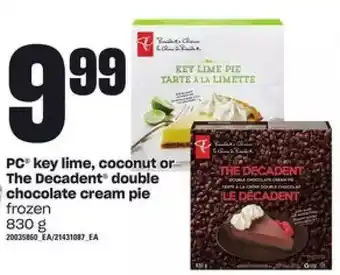 Loblaws PC Key Lime, Coconut or the Decadent Double Chocolate Cream Pie offer
