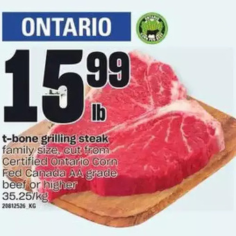 Loblaws T-Bone Grilling Steak offer