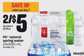 Zehrs Markets PC Natural Spring Water offer