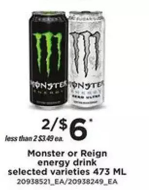Loblaws Monster or Reign Energy Drink offer