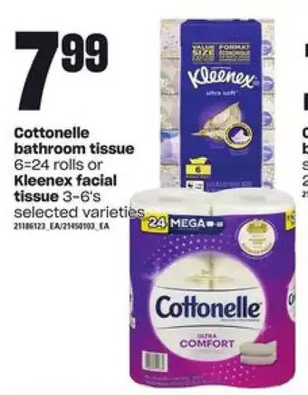 Zehrs Markets Cottonelle Bathroom Tissue or Kleenex Facial Tissue offer