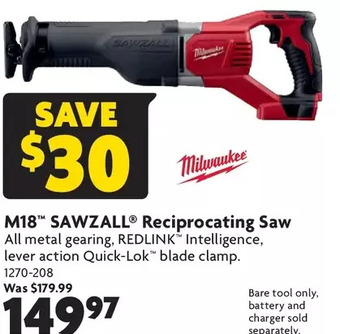 Home Hardware M18 Sawzall Reciprocating Saw offer