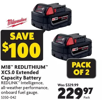 Home Hardware M18 Redlithium XC5.0 Extended Capacity Battery offer