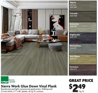 Home Hardware Sierra Work Glue Down Vinyl Plank offer