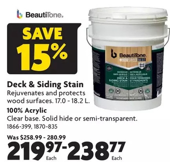 Home Hardware Deck & Siding Stain: 100% Acrylic offer