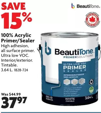 Home Hardware 100% Acrylic Primer/Sealer offer