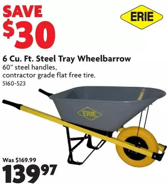 Home Hardware 6 Cu. Ft. Steel Tray Wheelbarrow offer